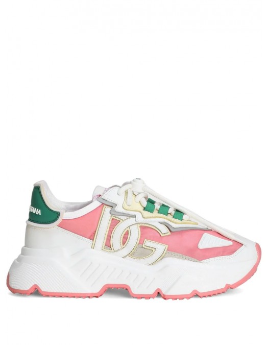 SNEAKERS DOLCE & GABBANA, Daymaster Design, Green Pink Details, White - CK1908A6G128B918