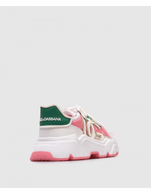 SNEAKERS DOLCE & GABBANA, Daymaster Design, Green Pink Details, White - CK1908A6G128B918