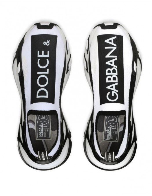 Sneakers Dolce & Gabbana, Stretch Mesh Fast Sneakers, Alb/Negru - CK2172AH4148T908