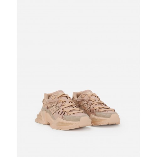Sneakers DOLCE & GABBANA, Airmaster, Insertie Dantela, Bej Sneakers DOLCE & GABBANA, Airmaster, Insertie Dantela, Bej