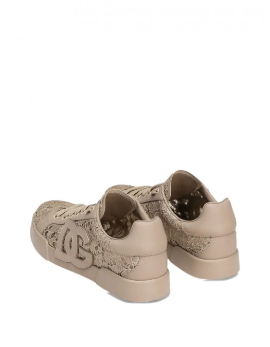 SNEAKERS DOLCE & GABBANA, Portofino Design, Lace Details, Sand Beige - CK2343AI4468L725