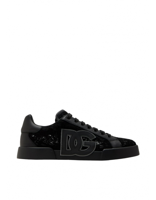SNEAKERS DOLCE & GABBANA, Portofino Design, Lace Details, Black - CK2343AI4468Z871 SNEAKERS DOLCE & GABBANA, Portofino Design, Lace Details, Black - CK2343AI4468Z871