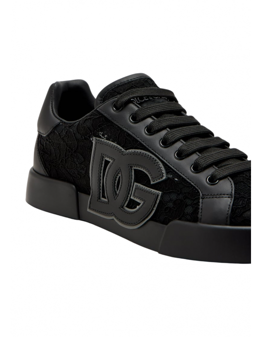 SNEAKERS DOLCE & GABBANA, Portofino Design, Lace Details, Black - CK2343AI4468Z871 SNEAKERS DOLCE & GABBANA, Portofino Design, Lace Details, Black - CK2343AI4468Z871