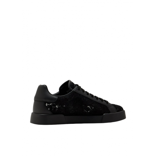 SNEAKERS DOLCE & GABBANA, Portofino Design, Lace Details, Black SNEAKERS DOLCE & GABBANA, Portofino Design, Lace Details, Black