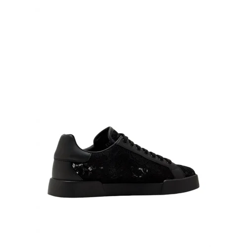 SNEAKERS DOLCE & GABBANA, Portofino Design, Lace Details, Black