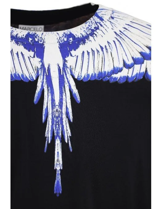 Tricou MARCELO BURLON, Blue Wings, Negru - CMAA018C99JER0011001