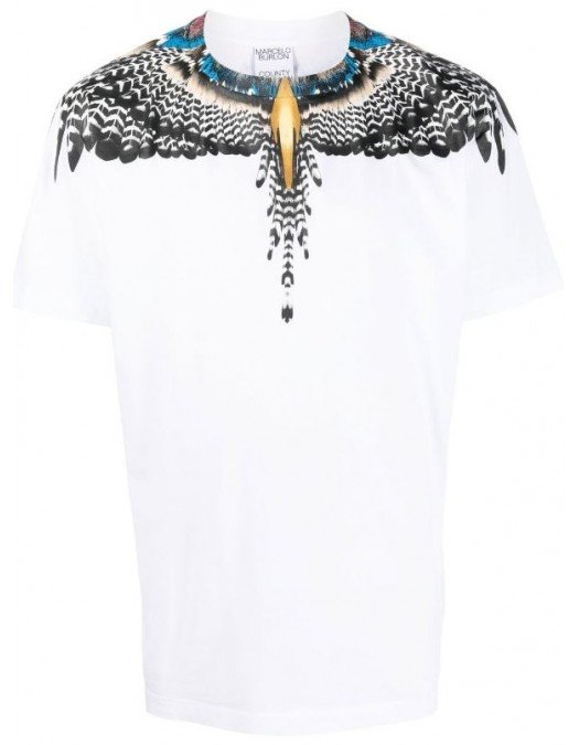 Tricou Marcelo Burlon, Grizzly Wings, White - CMAA018F22JER0020107