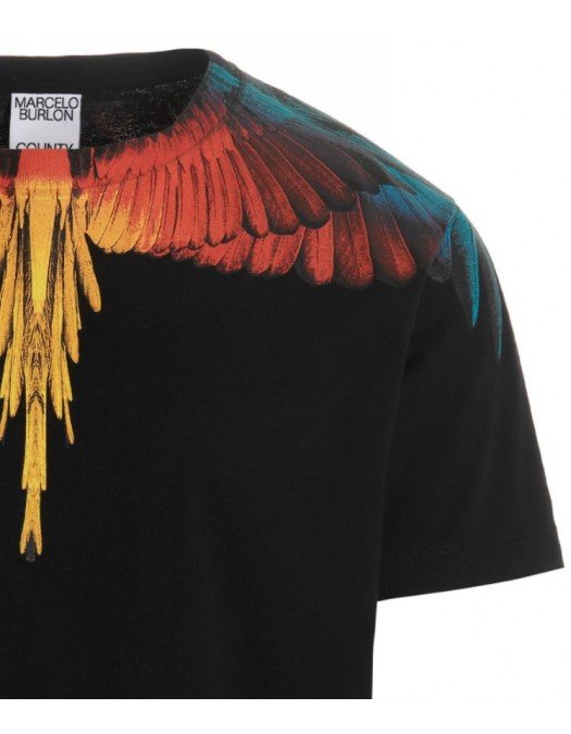 Tricou Marcelo Burlon, Wings Multicolor, Black - CMAA018S22JER0011025