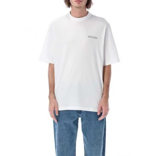 Tricou MARCELO BURLON, Multicolor Logo Brodat, Alb