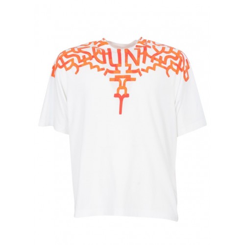Tricou Marcelo Burlon, Graffiti Orange Print, Alb Over Tricou Marcelo Burlon, Graffiti Orange Print, Alb Over