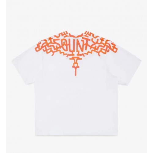Tricou Marcelo Burlon, Graffiti Orange Print, Alb Over Tricou Marcelo Burlon, Graffiti Orange Print, Alb Over