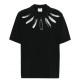 Tricou Marcelo Burlon, Feathers Print, Black - CMAA054S24JER0061001