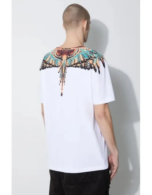 Tricou Marcelo Burlon, Multicolor Wings, Alb - CMAA056S24JER0020120