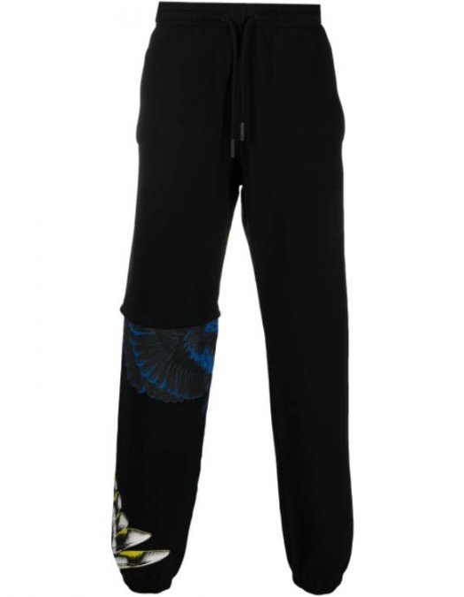 Pantaloni Marcelo Burlon, Black, Insertii colorate, Bumbac - CMCH028S21FLE0011009