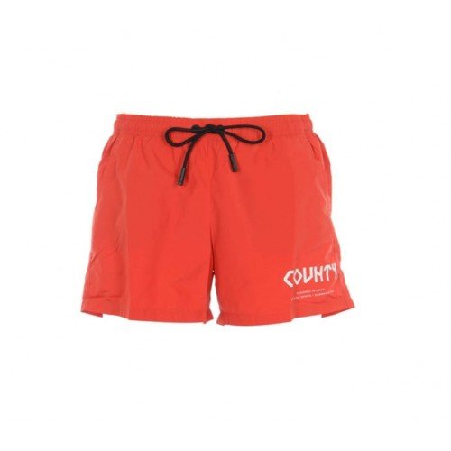 Short MARCELO BURLON, Insertie logo, Rosu