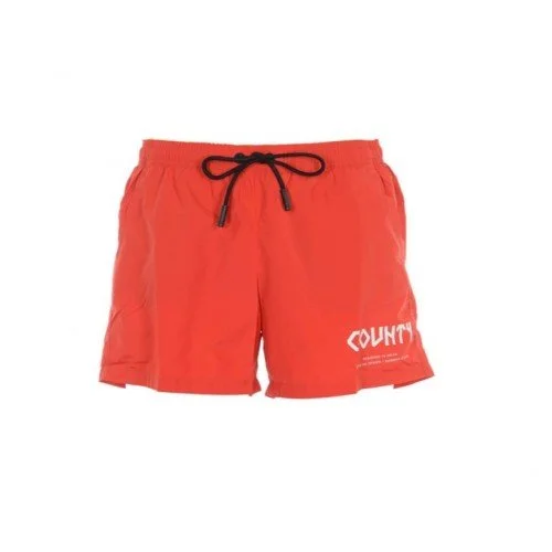 Short MARCELO BURLON, Insertie logo, Rosu