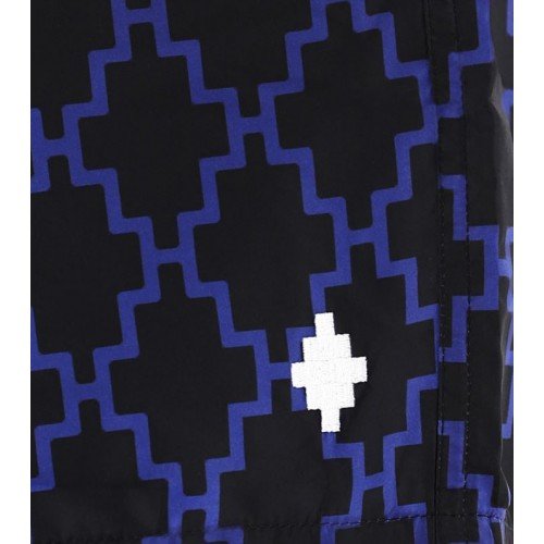 Short MARCELO BURLON, Insertie logo albastra, Negru