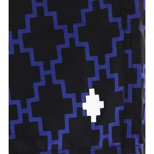 Short MARCELO BURLON, Insertie logo albastra, Negru