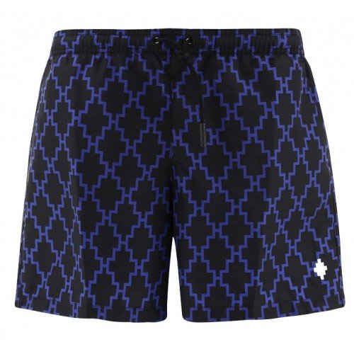 Short MARCELO BURLON, Insertie logo albastra, Negru