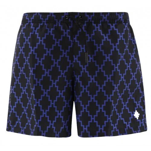 Short MARCELO BURLON, Insertie logo albastra, Negru