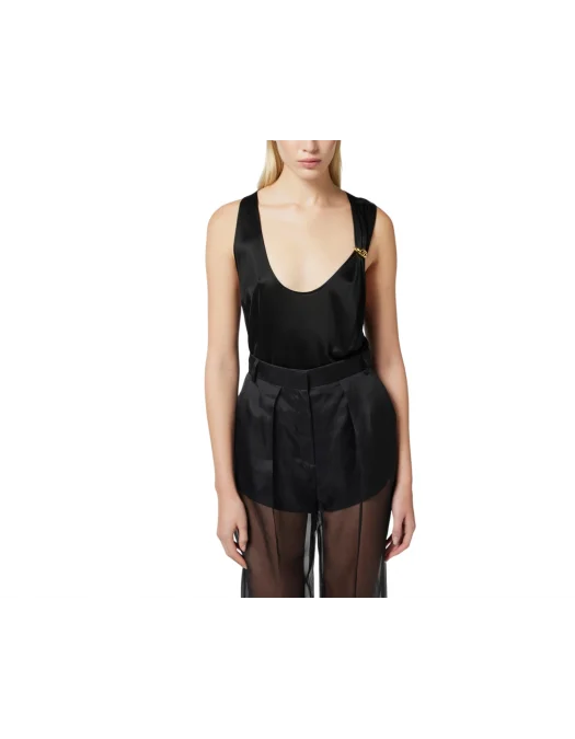 TOP ELISABETTA FRANCHI, Tank Top, Jewelled Logo, Black - CN00151E3110 TOP ELISABETTA FRANCHI, Tank Top, Jewelled Logo, Black - CN00151E3110