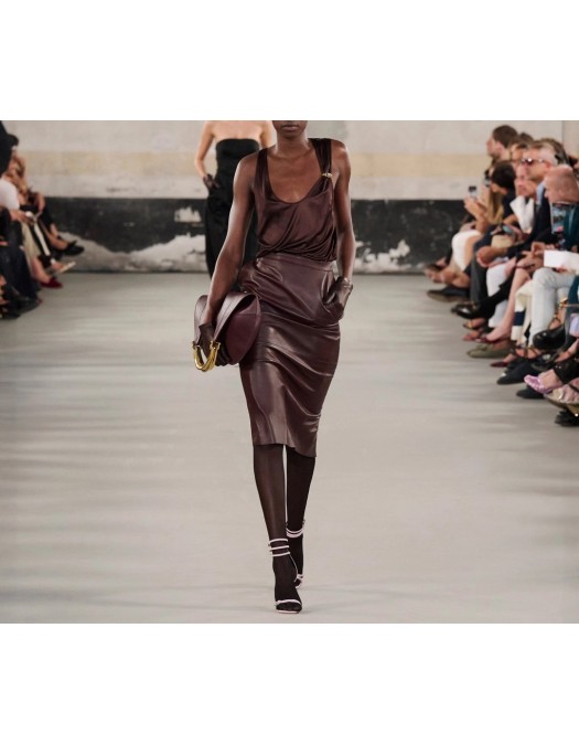 TOP ELISABETTA FRANCHI, Tank Top, Jewelled Logo, Brown Choco - CN00151E3644 TOP ELISABETTA FRANCHI, Tank Top, Jewelled Logo, Brown Choco - CN00151E3644