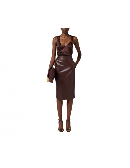 TOP ELISABETTA FRANCHI, Tank Top, Jewelled Logo, Brown Choco - CN00151E3644 TOP ELISABETTA FRANCHI, Tank Top, Jewelled Logo, Brown Choco - CN00151E3644