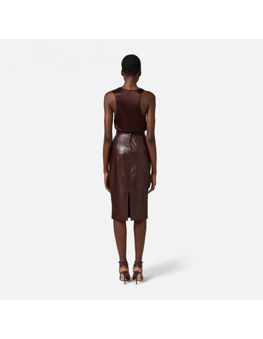 TOP ELISABETTA FRANCHI, Tank Top, Jewelled Logo, Brown Choco - CN00151E3644 TOP ELISABETTA FRANCHI, Tank Top, Jewelled Logo, Brown Choco - CN00151E3644