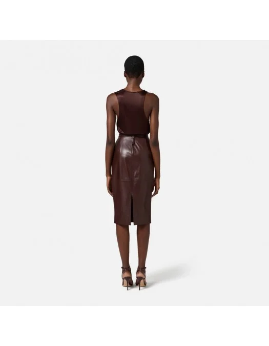 TOP ELISABETTA FRANCHI, Tank Top, Jewelled Logo, Brown Choco - CN00151E3644 TOP ELISABETTA FRANCHI, Tank Top, Jewelled Logo, Brown Choco - CN00151E3644
