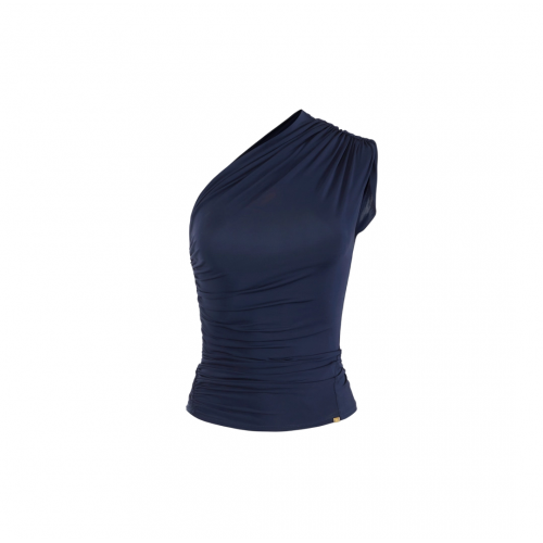 TOP ELISABETTA FRANCHI, One Shoulder, Navy Blue