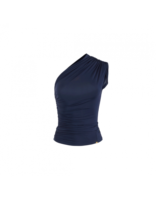 TOP ELISABETTA FRANCHI, One Shoulder, Navy Blue - CN00552E2DC8