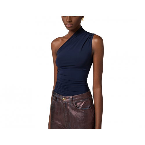TOP ELISABETTA FRANCHI, One Shoulder, Navy Blue