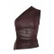 Top ELISABETTA FRANCHI, one-shoulder zip top,Brown