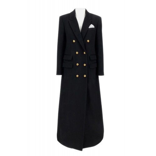 PALTON ELISABETTA FRANCHI, Lana virgina, double-breasted coat, Negru PALTON ELISABETTA FRANCHI, Lana virgina, double-breasted coat, Negru