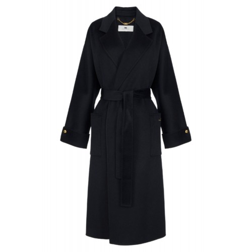 PALTON ELISABETTA FRANCHI, Lana, Oversized, Negru PALTON ELISABETTA FRANCHI, Lana, Oversized, Negru