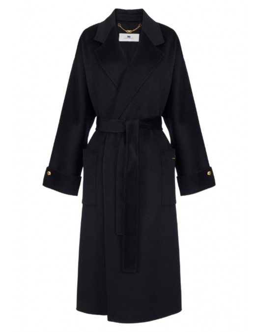 PALTON ELISABETTA FRANCHI, Lana, Oversized, Negru - CP68D56E2110 PALTON ELISABETTA FRANCHI, Lana, Oversized, Negru - CP68D56E2110