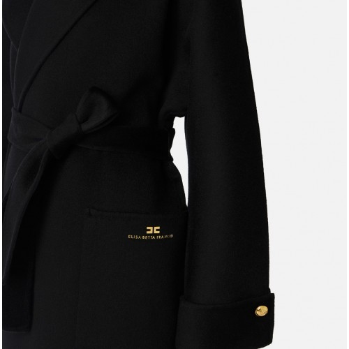 PALTON ELISABETTA FRANCHI, Lana, Oversized, Negru PALTON ELISABETTA FRANCHI, Lana, Oversized, Negru