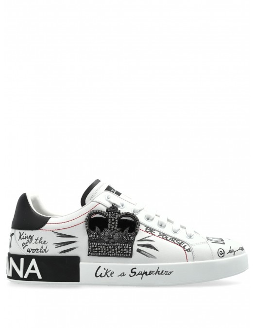 SNEAKERS DOLCE & GABBANA , Graffiti Printed Low-Top, New Tech leather, White - CS1760A9AG189697