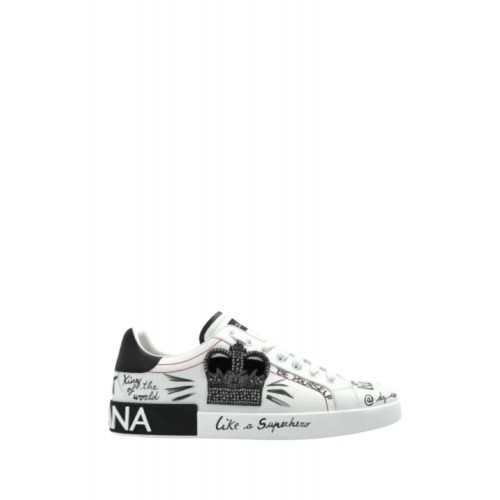 SNEAKERS DOLCE & GABBANA , Graffiti Printed Low-Top, New Tech leather, White SNEAKERS DOLCE & GABBANA , Graffiti Printed Low-Top, New Tech leather, White