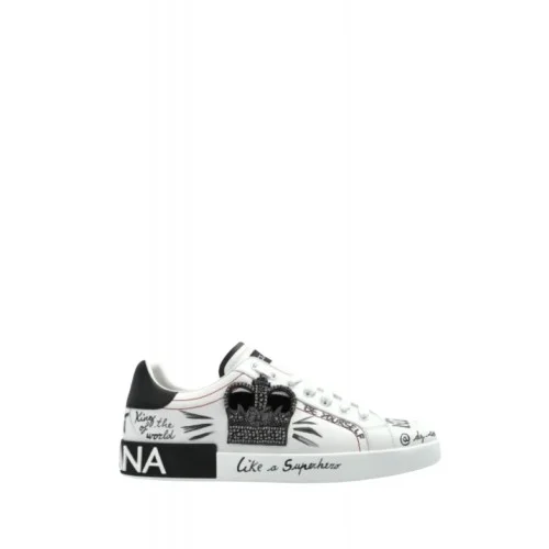 SNEAKERS DOLCE & GABBANA , Graffiti Printed Low-Top, New Tech leather, White