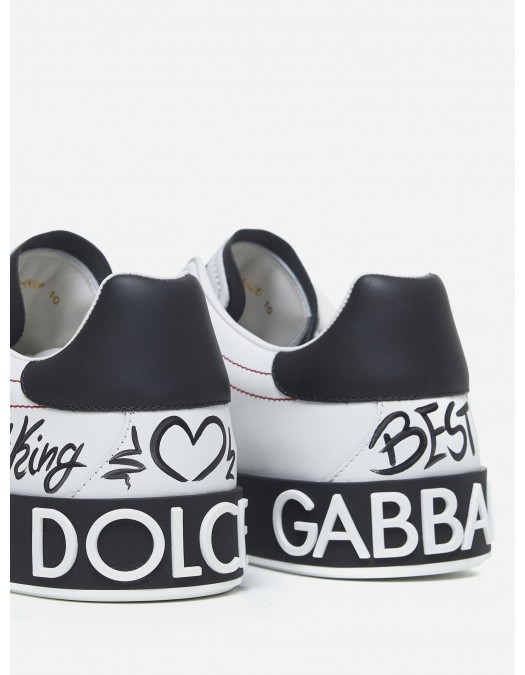 SNEAKERS DOLCE & GABBANA , Graffiti Printed Low-Top, New Tech leather, White - CS1760A9AG189697