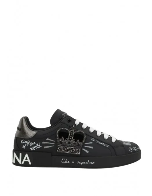 SNEAKERS DOLCE & GABBANA , Graffiti Printed Low-Top, New Tech leather, Black - CS1760AZ2688T724
