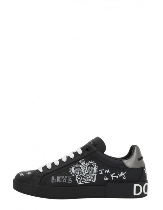 SNEAKERS DOLCE & GABBANA , Graffiti Printed Low-Top, New Tech leather, Black - CS1760AZ2688T724