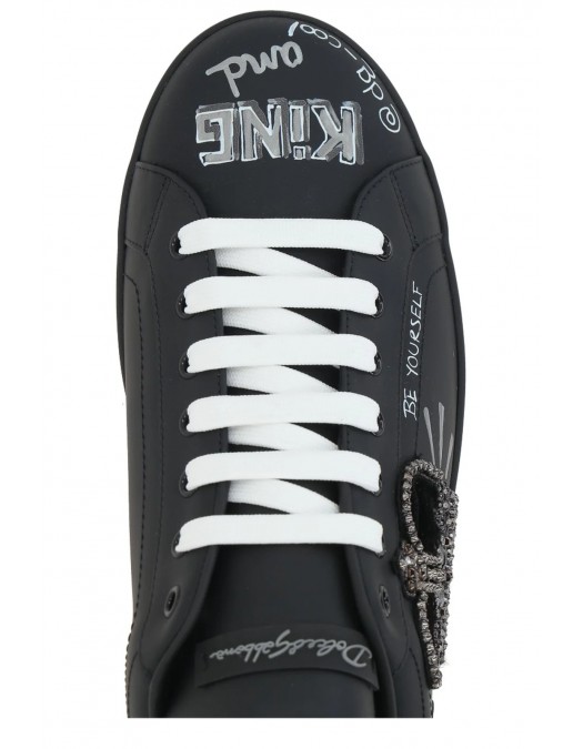 SNEAKERS DOLCE & GABBANA , Graffiti Printed Low-Top, New Tech leather, Black - CS1760AZ2688T724