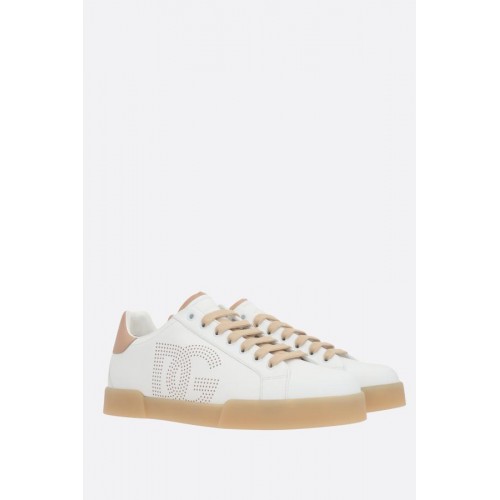 SNEAKERS DOLCE & GABBANA, Portofino, White, Logo Perforat SNEAKERS DOLCE & GABBANA, Portofino, White, Logo Perforat
