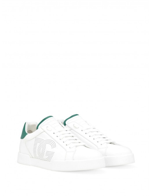 Sneakers DOLCE & GABBANA, White Portofino, Logo perforat - CS2277AV0668N102