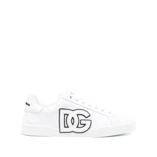 SNEAKERS DOLCE & GABBANA, Calfskin Portofino, Black Details, White