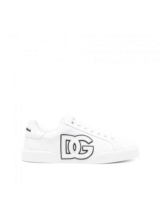 SNEAKERS DOLCE & GABBANA, Calfskin Portofino, Black Details, White - CS2343AE6298T907