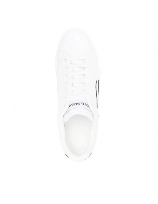 SNEAKERS DOLCE & GABBANA, Calfskin Portofino, Black Details, White - CS2343AE6298T907