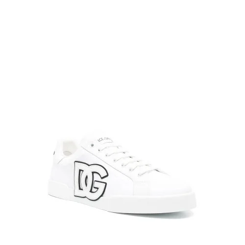 SNEAKERS DOLCE & GABBANA, Calfskin Portofino, Black Details, White